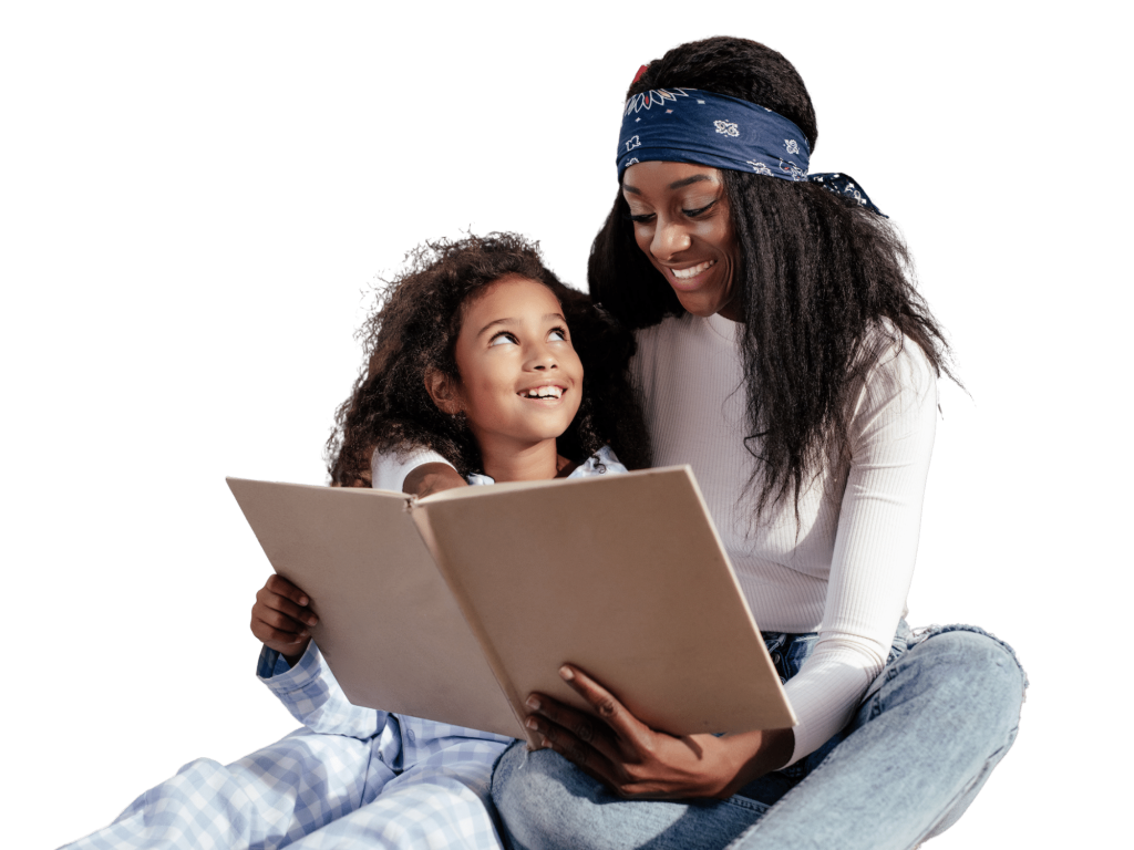 Happy Mother and Daughter Reading and Overcoming Dyslexia